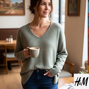 H&M Women's Sage V-Neck Sweater